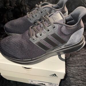 adidas Women’s Black Knit Sneakers with Signature Three-Stripes